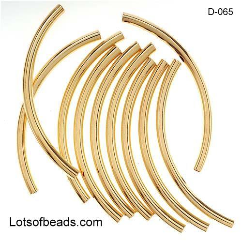 Gold curve tube bead